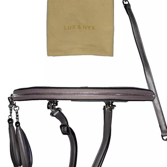 Lux and Nyx Fan Bag Convertible Crossbody Shoulder Bag Large version Silver Gray - Picture 11 of 12